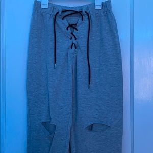Grey Ripped Sweatpants